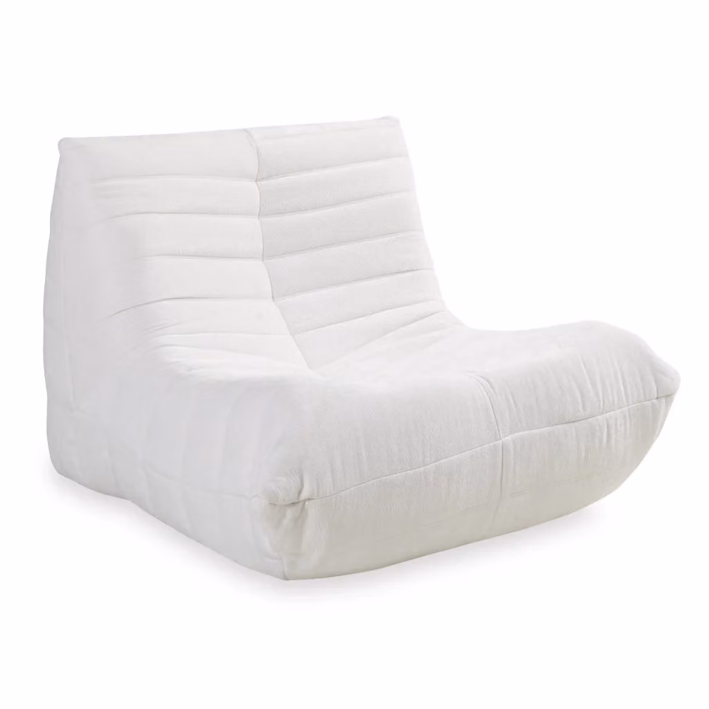 Poltrona bassa imbottita Kodsø en.casa con rivestimento in chenille beige L 75 cm, P 90 cm, H 100 cm – 2