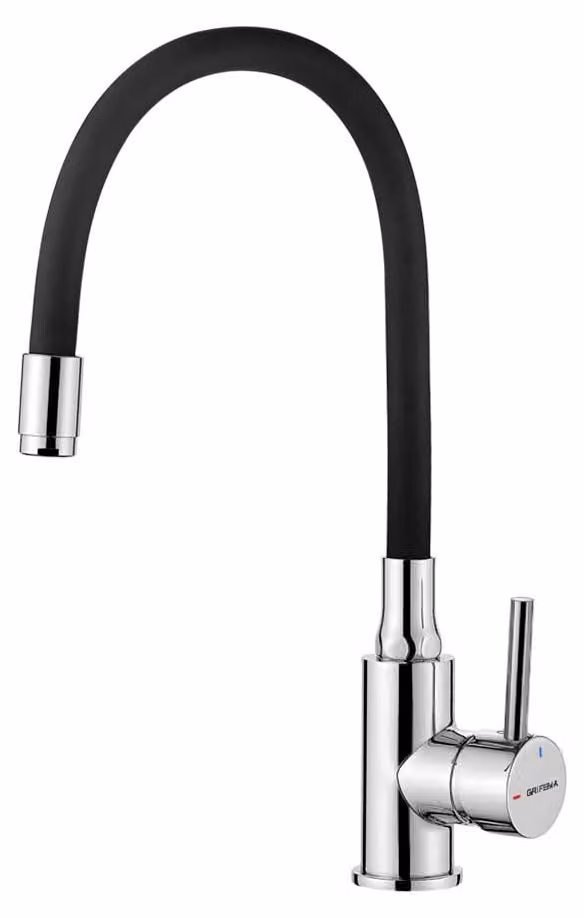 Rubinetto da cucina, girevole a 360° con tubo in silicone flessibile