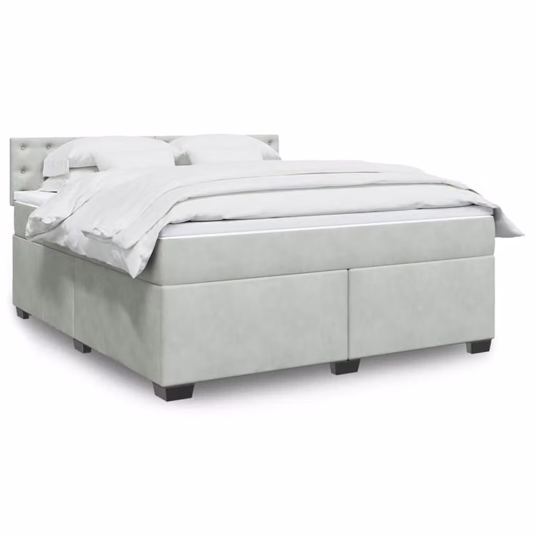 vidaXL Letto Ibrido con Materasso in Velluto Grigio e Bianco L/P: 180 x 200 cm