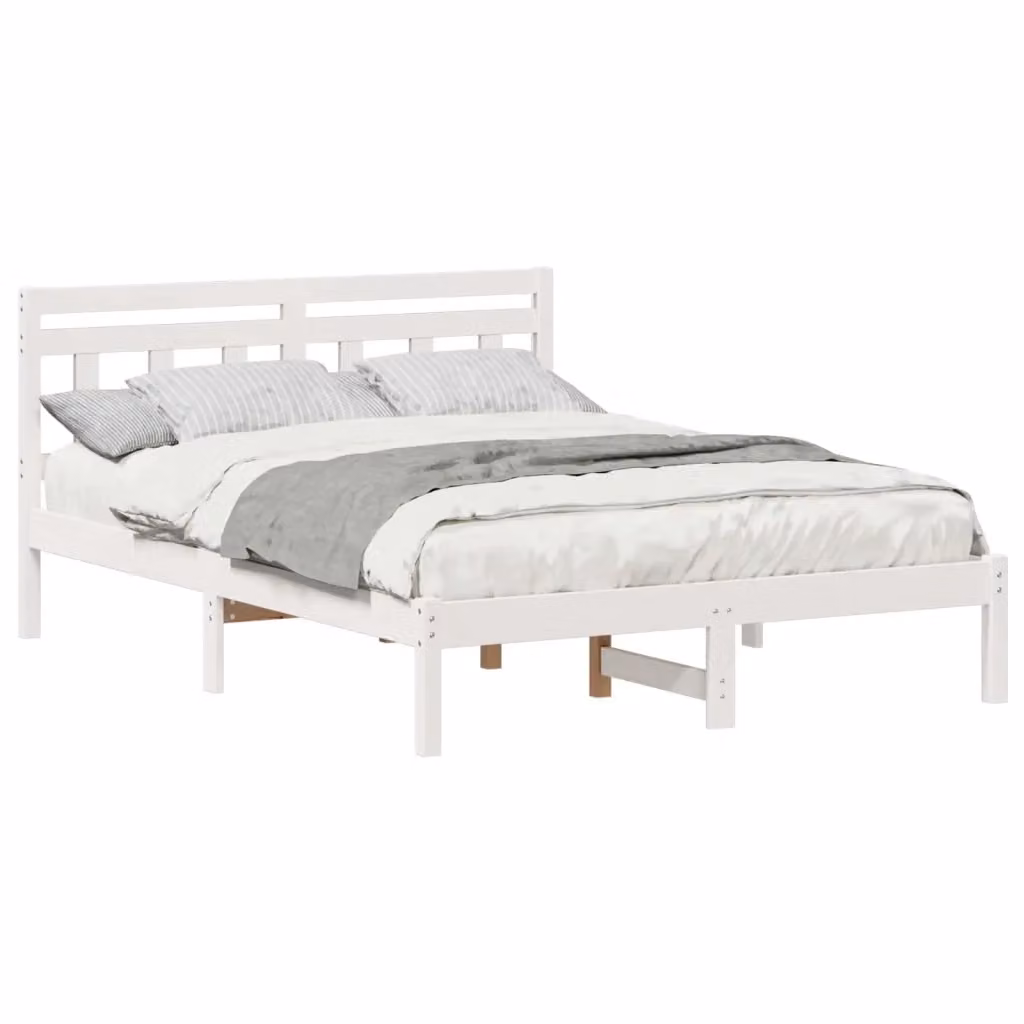 Struttura del letto vidaXL in pino massello bianco L/P/H: 120 x 200 cm – 2