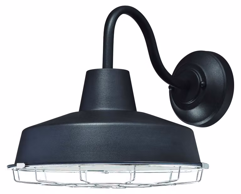 Lampada da parete esterna a LED, dimmerabile, nera, con griglia cromata, 13 W