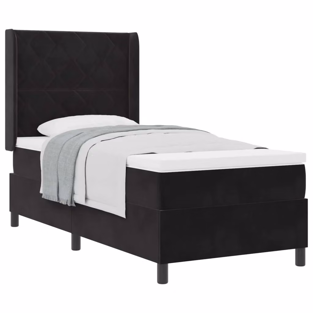 Letto a molle con testiera vidaXL in velluto nero L/P/H: 200 x 90 x 140 cm – 2