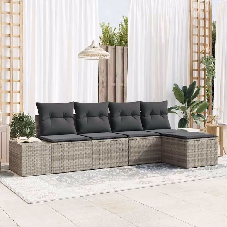 Maison Exclusive - Set Divano da Giardino 5 pcs Grigio chiaro polyrattan