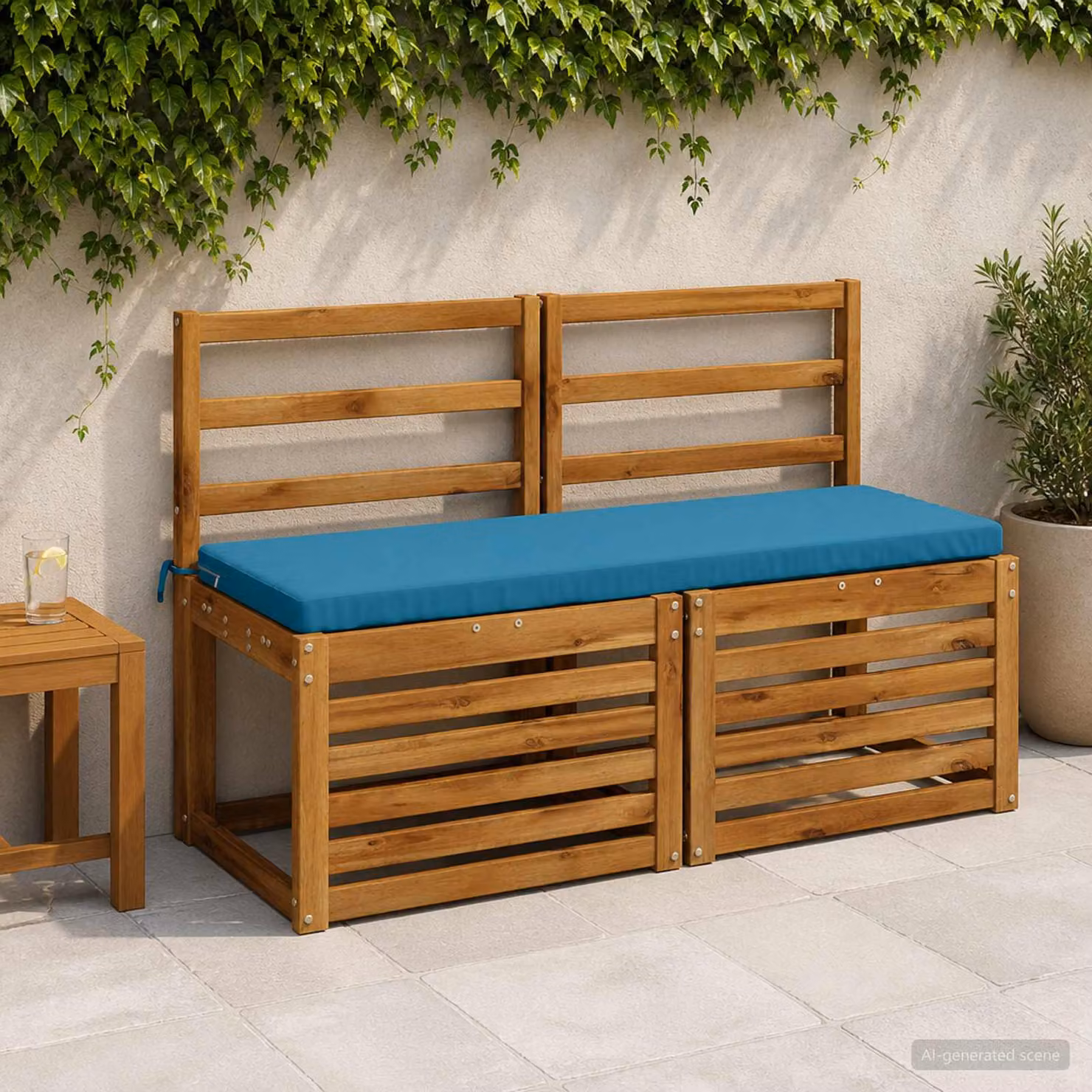 Cuscino per panchina vidaXL SOEST rettangolare in poliestere azzurro con rivestimento rimovibile e resistenza ai raggi UV