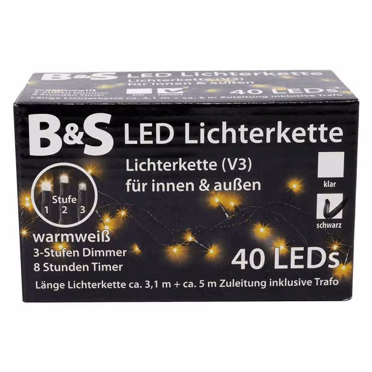 Fata LED 40 LED bianco caldo Dimmer a 3 livelli per uso interno ed esterno