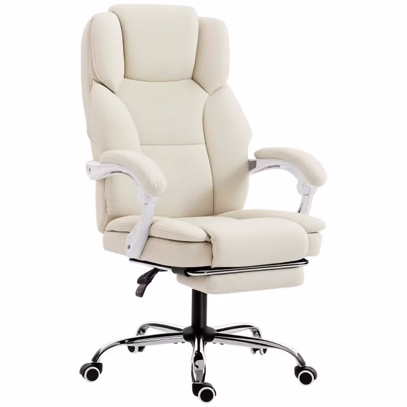 Sedia da ufficio reclinabile con poggiapiedi in pelle sintetica beige L: 64 cm, P: 73 cm, H: 112-120 cm – 2