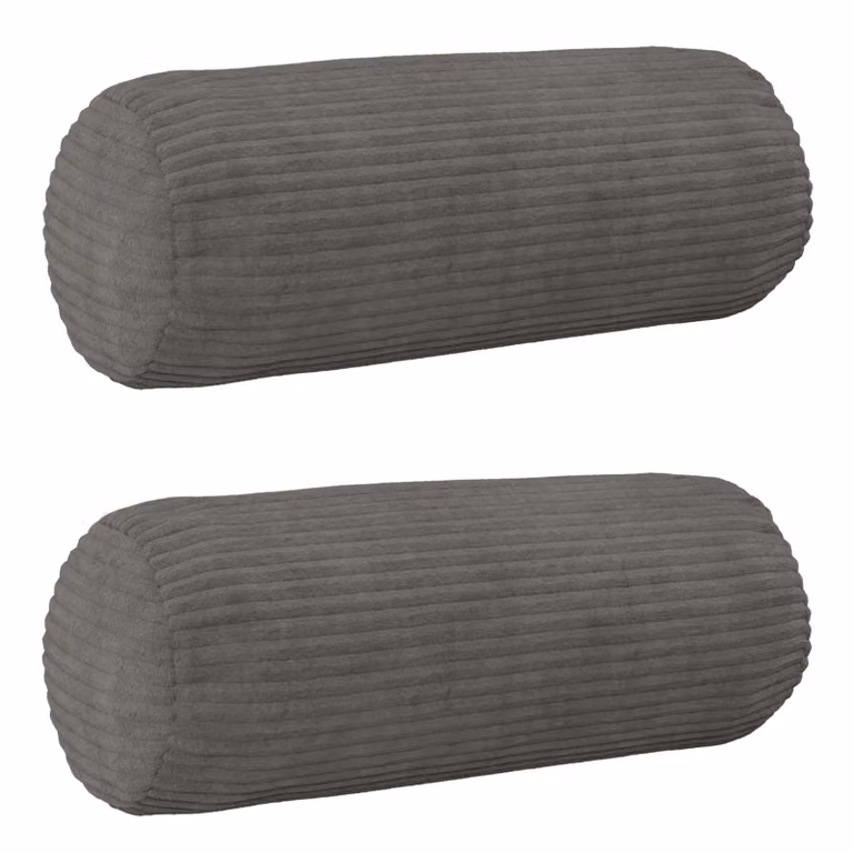 Set di 2 federe rotonde vidaXL HEERLEN in velluto a coste grigio scuro Ø 15 x 40 cm