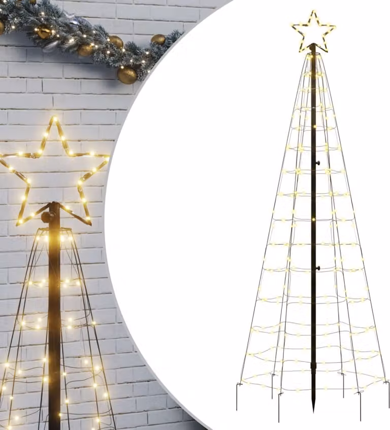 Albero di Natale a LED con Punte 220 LED Bianco Caldo 180 cm