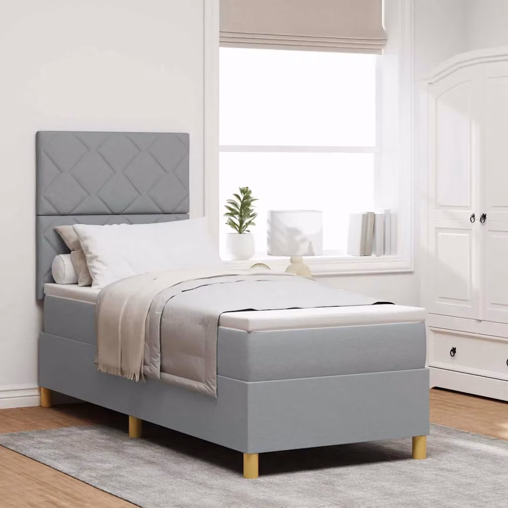 Letto a molla con illuminazione LED vidaXL in tessuto grigio, L 200 x L 80 cm