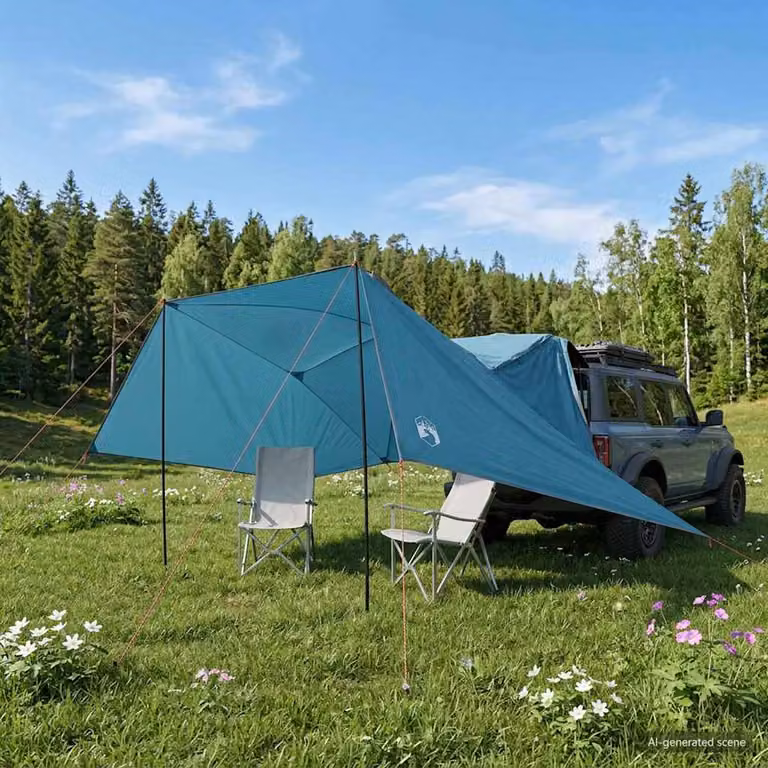 Tenda da auto vidaXL Blu in poliestere e acciaio L/P/H: 308 x 215 x 220 cm
