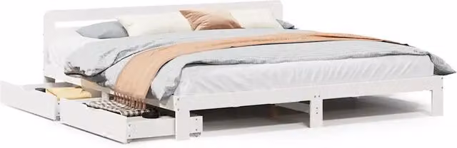 Letto matrimoniale | Letto per adulti | Giroletto senza Materasso Bianco 180x200 cm Legno Massello Pino