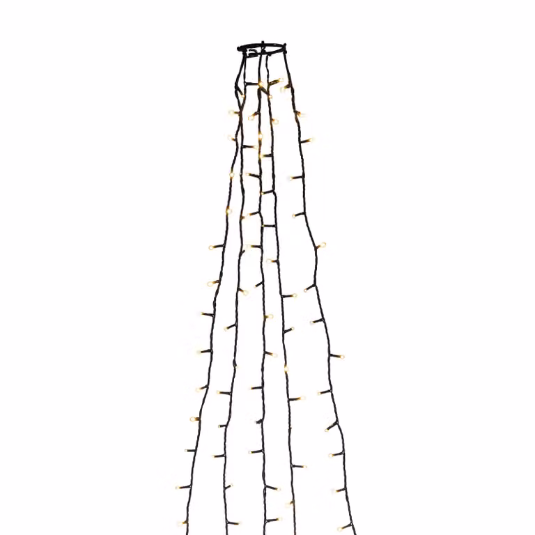 Konstsmide - Mantello a LED con anello, per albero di Natale, 5 fili da 50 diodi ciascuno, preassemblati, 250 diodi color ambra, trasformatore interno da 24 V, cavo verde scuro; 6362-820