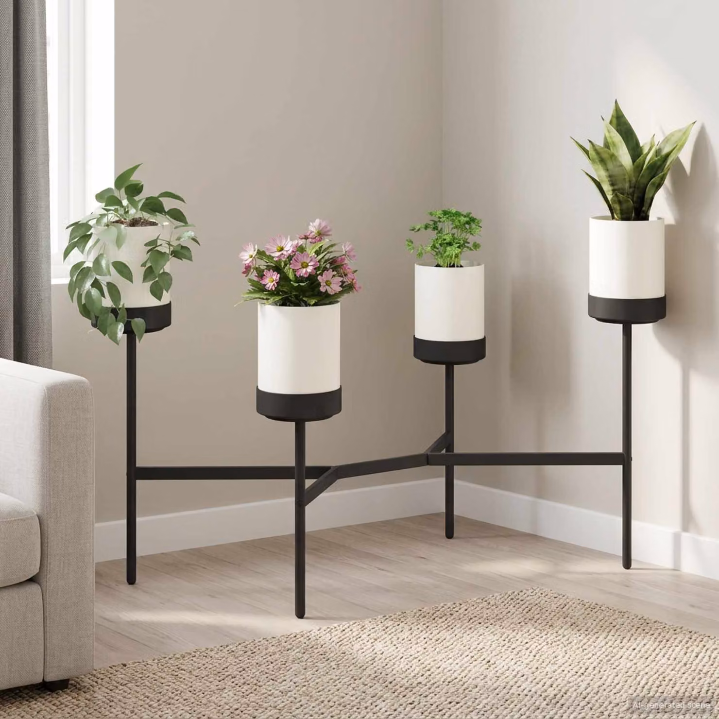 vidaXL Supporto per Fiori Moderno Bianco L: 125 cm, P: 55 cm, H: 81 cm