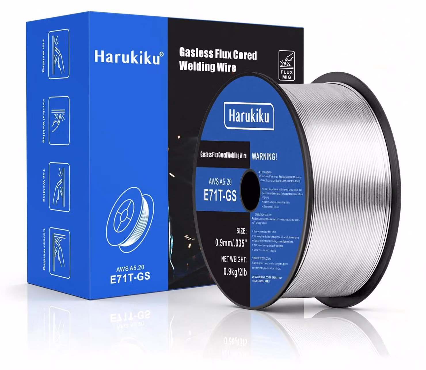 Filo di saldatura pieno, senza gas, diametro 0,9 mm, tipo E71T-GS, peso netto 0,9 kg, ideale per saldature semplici
