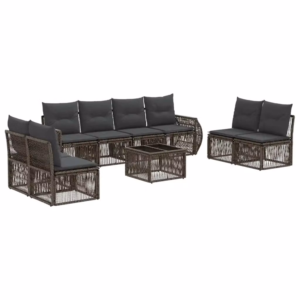 Set Divano da Giardino 9 pz vidaXL in Polyrattan Grigio e Antracite con Tavolino e Cuscini – 2