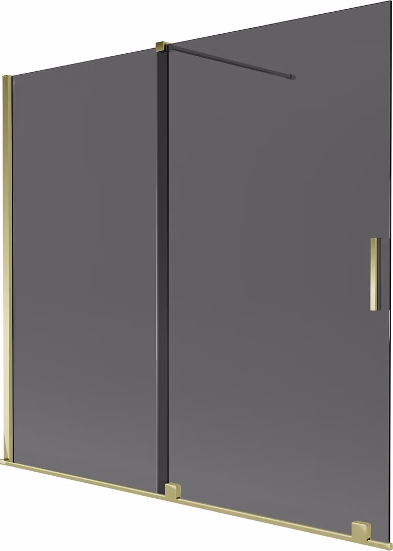 Mexen Velar paratia per vasca da bagno a 2 ante scorrevoli 170 x 150 cm, grafite, oro - 896-170-000-41-50