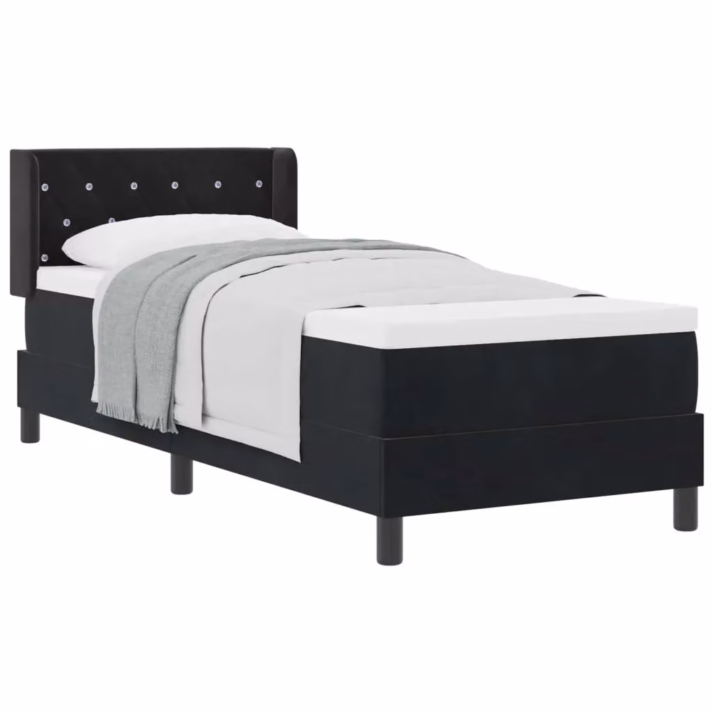 Letto ibrido con testiera in velluto nero vidaXL L: 200 cm, P: 80 cm, H: 80 cm – 2