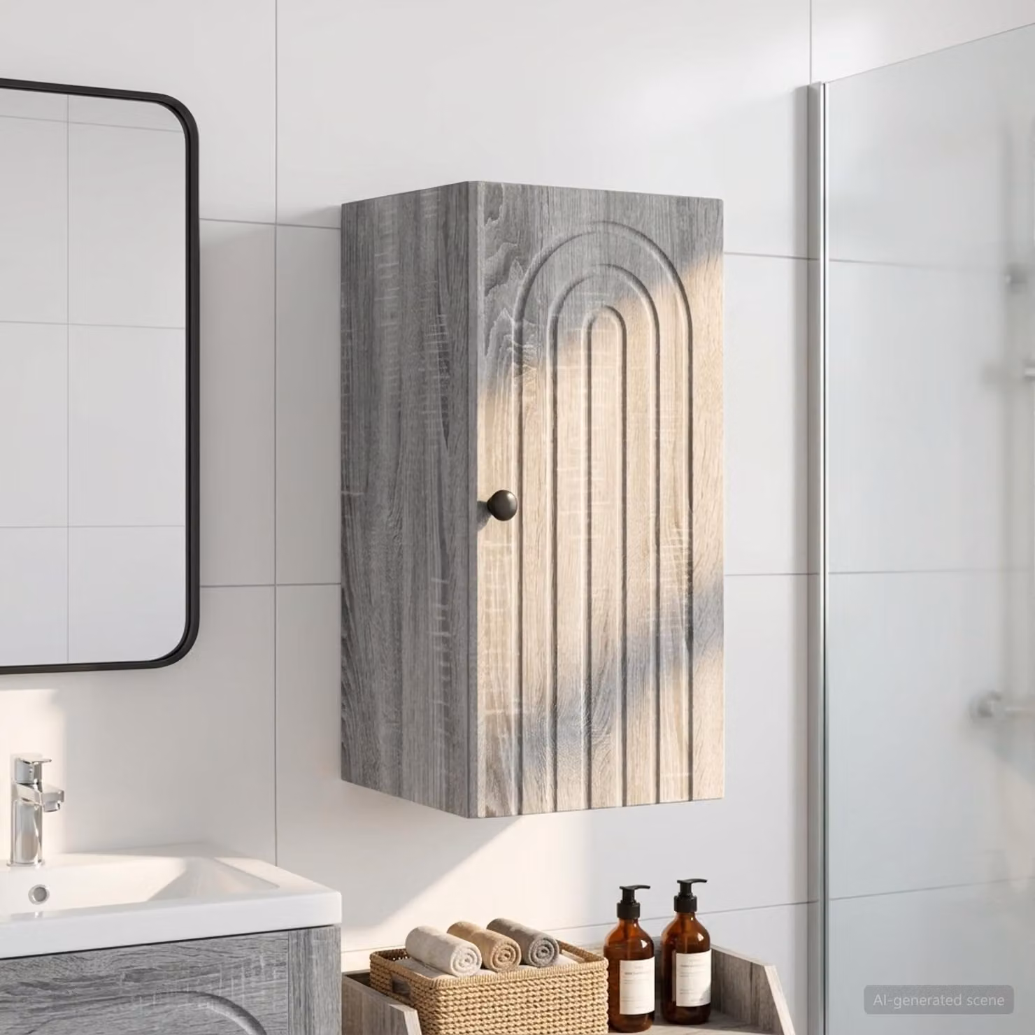 Armadio da bagno a muro vidaXL ALKMAAR moderno grigio L: 30 cm, P: 31 cm, H: 59 cm