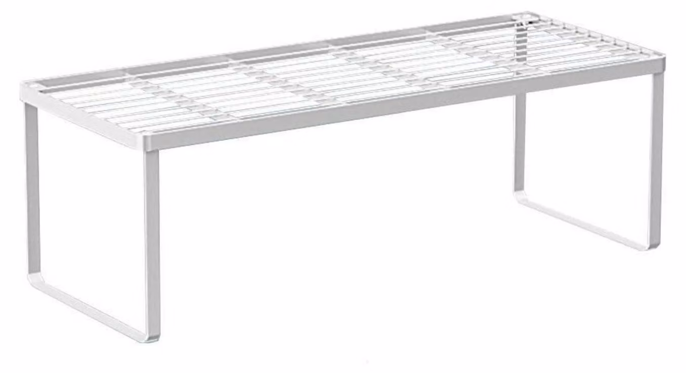 Armadietto da cucina, ripiano di stoccaggio impilabile, scaffale per spezie in metallo, organizer robusto, salvaspazio, colore bianco, dimensioni 59 x 24 x 20,5 cm