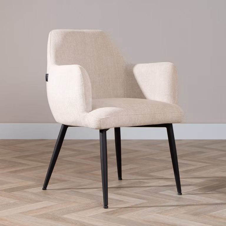Bronx71 sedia da pranzo Lars in tessuto riciclato con braccioli beige