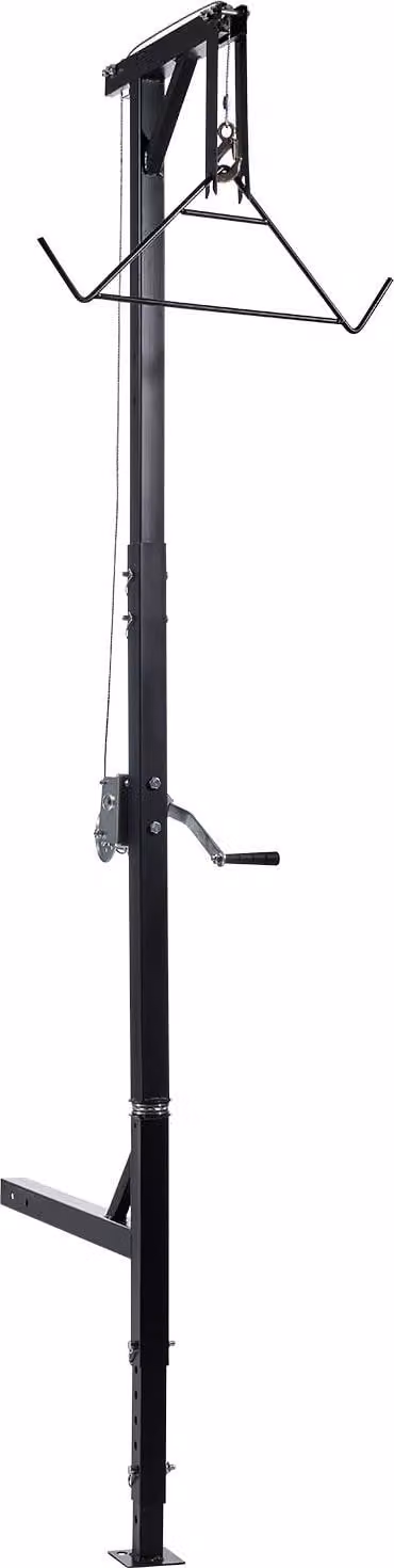 SucceBuy Robusto montacarichi per selvaggina con argano a fune e gambo, capacità di carico di 181 kg, adatto a ricevitori da 5,08 cm, funzione girevole a 360 gradi e altezza regolabile, ideale per scuoiare e pulire la selvaggina durante le attività venato