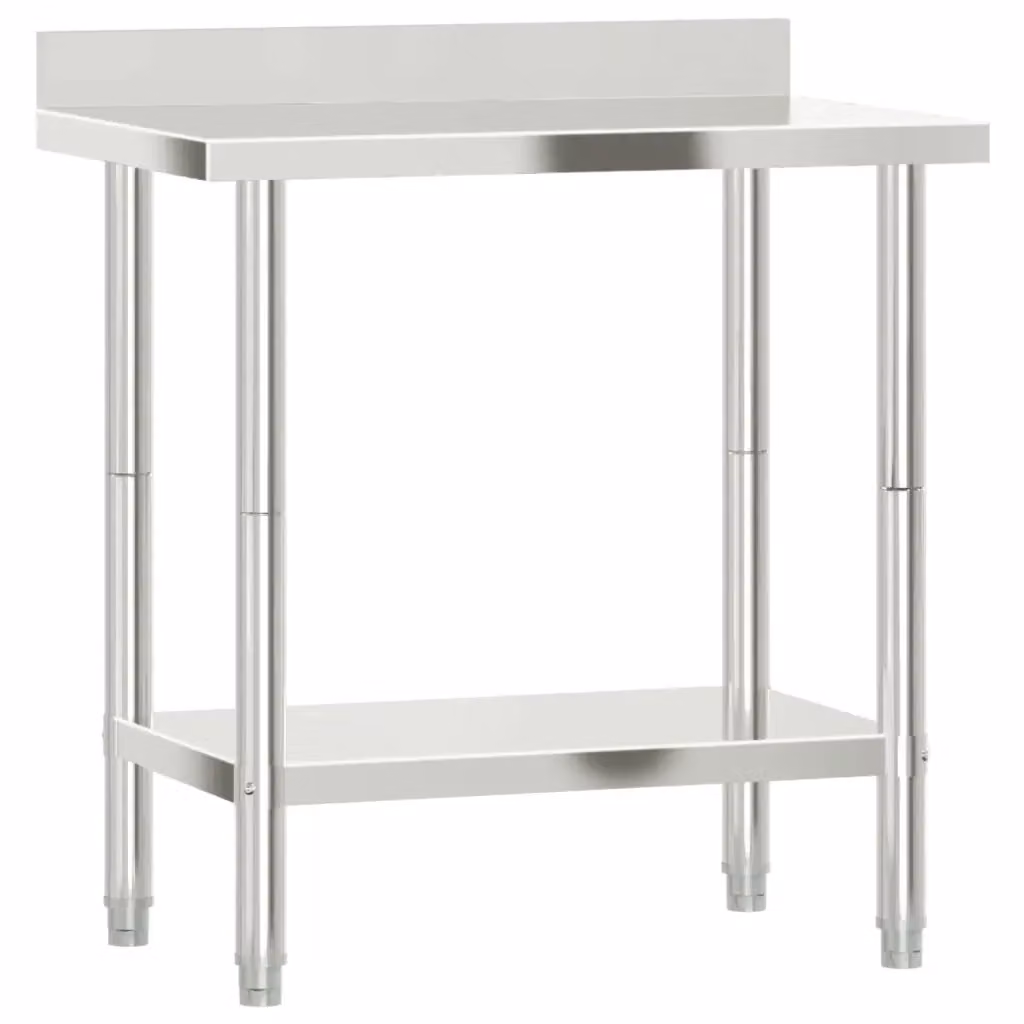 Tavolo da lavoro per cucina con paraschizzi Design Mania in acciaio inox color argento L/P/H: 82,5 x 55 x 93 cm – 2