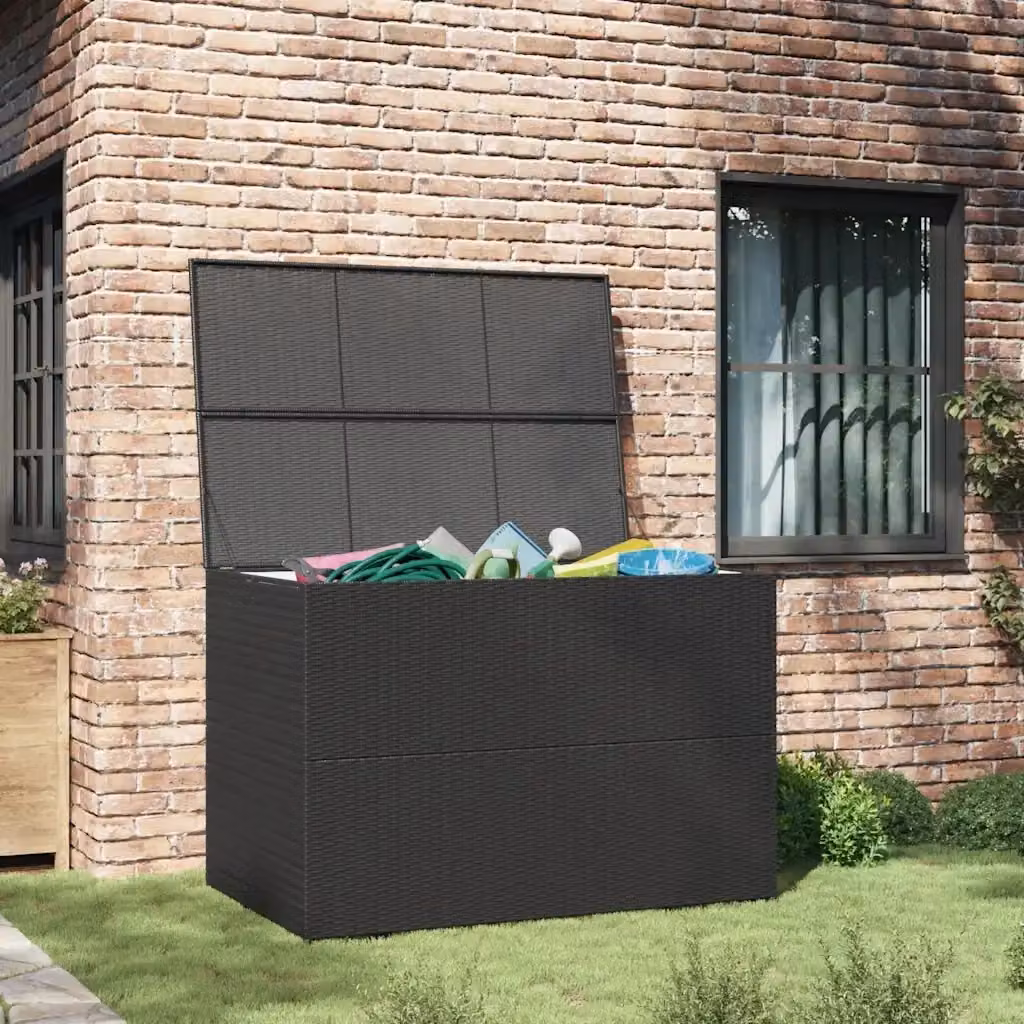 Baule da giardino moderno vidaXL in rattan nero L: 150 cm, P: 100 cm, H: 100 cm – 2