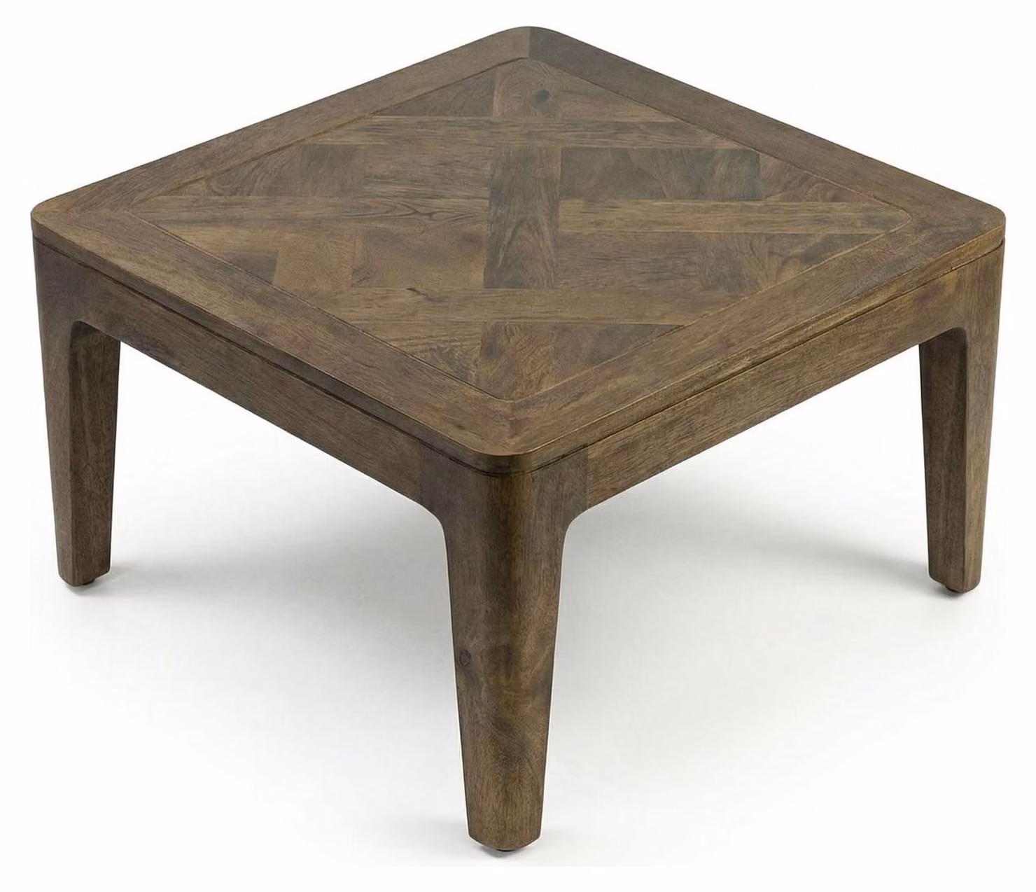 Tavolino WOHNLING, 60 cm, in legno massello di mango con finitura noce, ideale per il soggiorno. Tavolino quadrato, in legno, dal design elegante, perfetto come tavolino da divano o come tavolino ausiliario. Prodotto artigianale