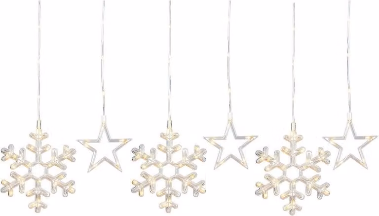 Tenda luminosa a LED stelle fiocchi di neve 200 bianco caldo 2,25x1m 35586
