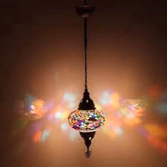 Lampada a sospensione turca con mosaico colorato di 12 cm - Lampada orientale per un'illuminazione suggestiva