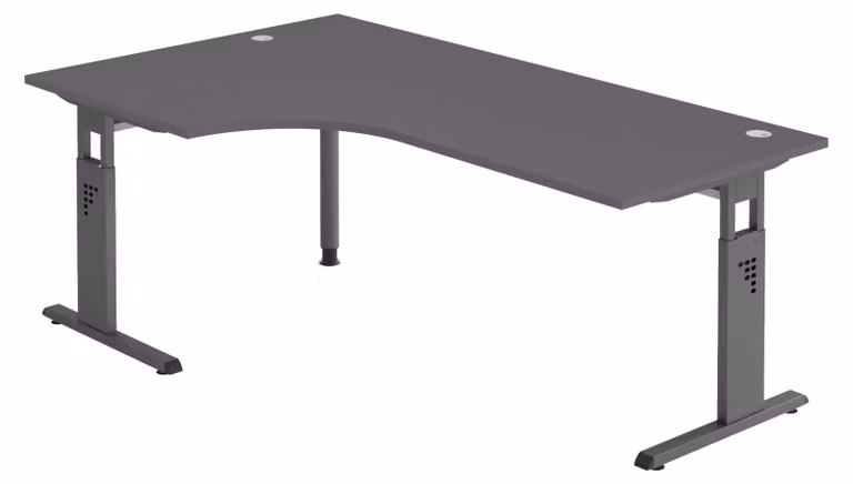bümö Scrivania Serie-O - Decorazione: grafite, struttura: grafite, dimensioni: scrivania angolare 200 x 120 cm