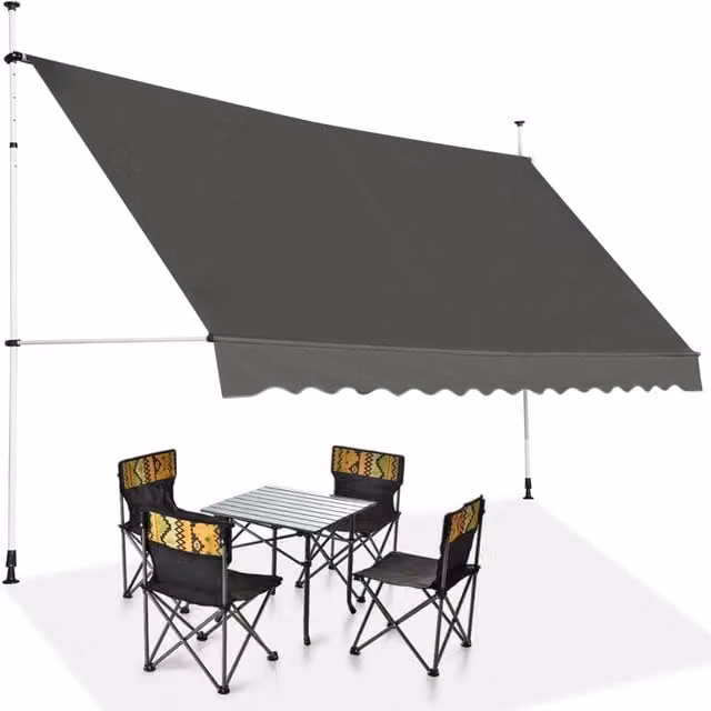 Tenda da sole retrattile DESIGN IN con bracci telescopici in alluminio, impermeabile e resistente ai raggi UV, Grigio, L: 395 cm x P: 120 cm