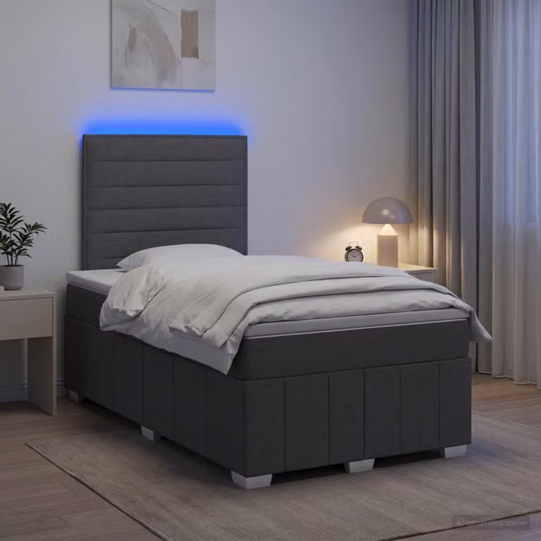 Maison Exclusive - Letto boxspring LED con materasso grigio scuro 120 x 190 cm Tessuto
