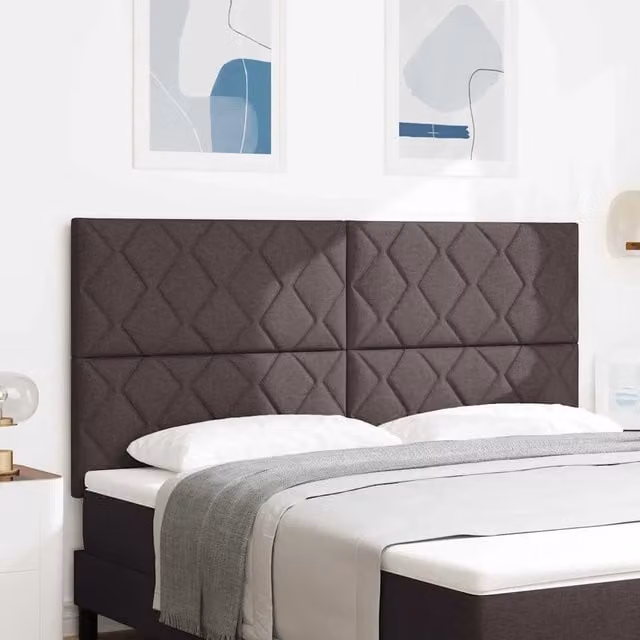 Testiera per letto moderna vidaXL in tessuto marrone con illuminazione LED e porta di ricarica USB, Larghezza: 180 cm – 1