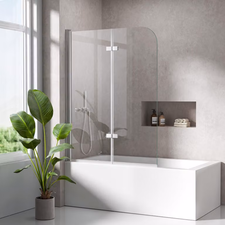S'AFIELINA Cabine doccia pieghevole 2 pezzi per vasca 100x140 cm, vetro di sicurezza ESG 6 mm con rivestimento NANO Easy-Clean