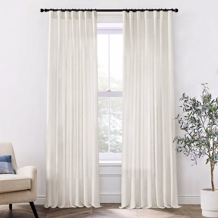 Solidchoice - Tende in lino extra lunghe - 274 cm, trasparenti, color crema