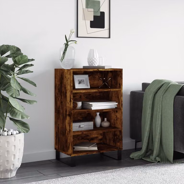 Credenza moderna vidaXL in legno multistrato e MDF colore rovere fumo L: 57 cm, P: 35 cm, H: 90 cm
