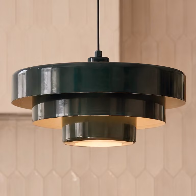 Lampada a sospensione Tivra Lindby, dimmerabile, Verde, Soggiorno / Sala da pranzo, Metallo, Vintage, Lampada a sospensione