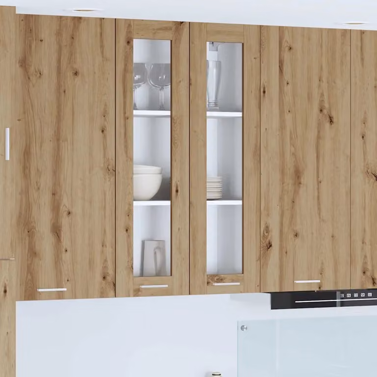 vidaXL Armadio pensile da cucina moderno in legno rovere marrone L: 60 cm, P: 31 cm, H: 100 cm