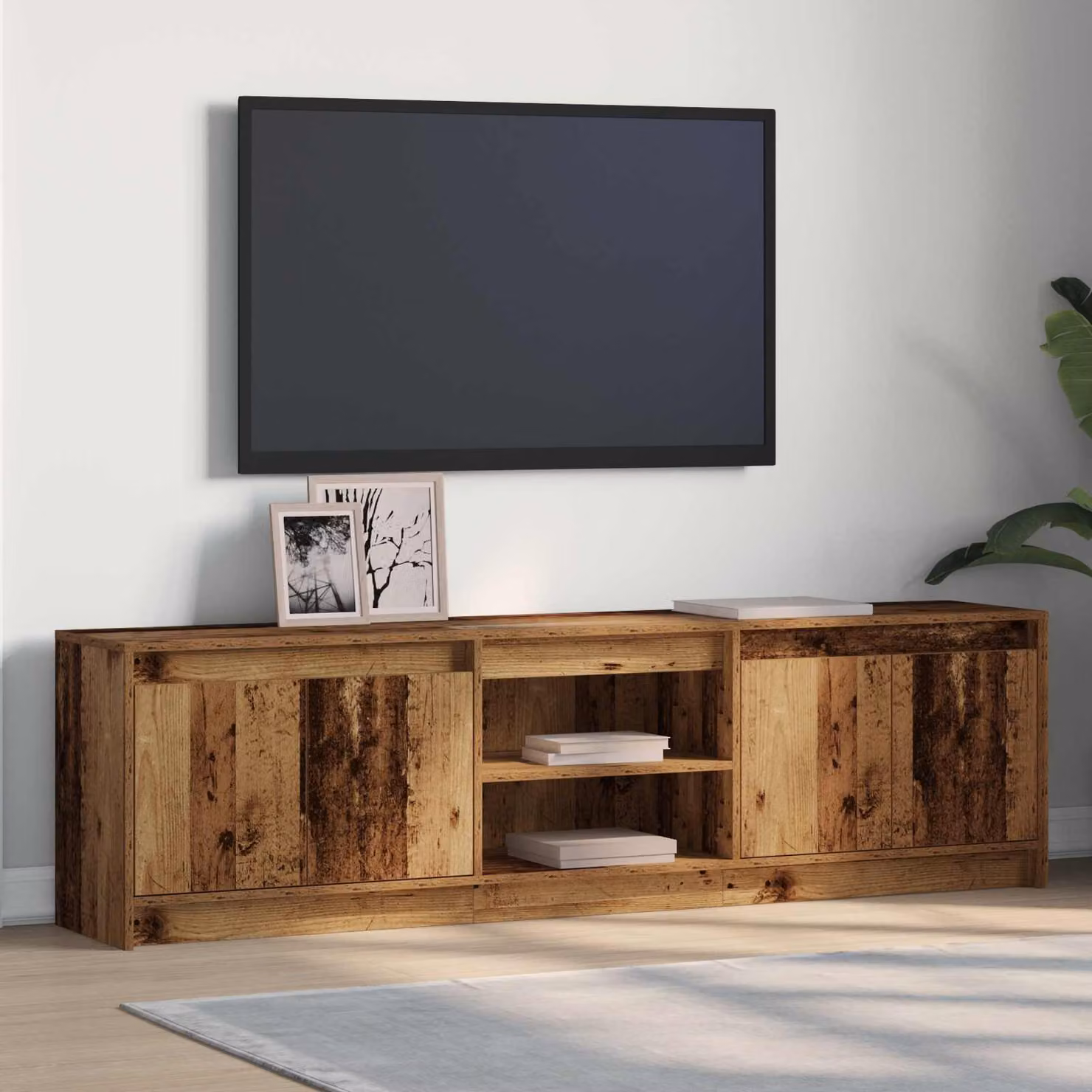 Unità TV vidaXL in legno ingegnerizzato marrone, stile minimalista, L 180 x P 34 x H 50 cm