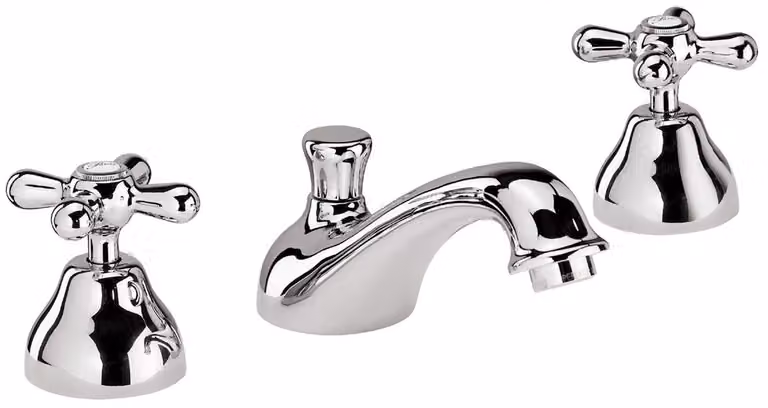 Miscelatore monocomando per lavabo, cromato, con manopole a croce, con beccuccio alto