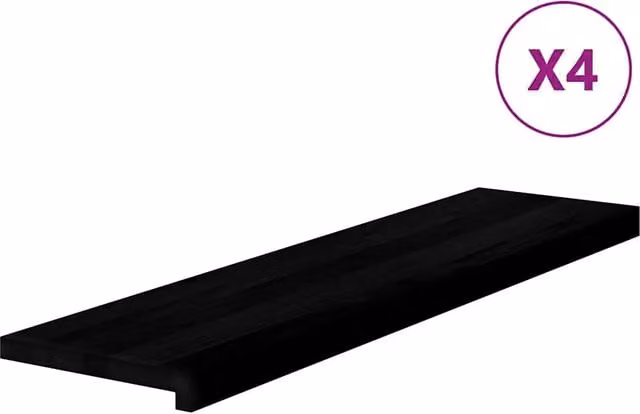 Set di 4 tappetini autoadesivi per scale in legno massello rovere marrone scuro L: 100 cm, P: 30 cm, H: 2 cm