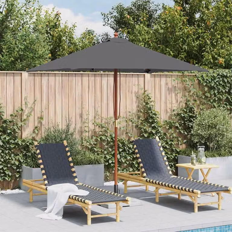 Maison Exclusive - Ombrellone con palo in legno, 150x200 cm, color antracite
