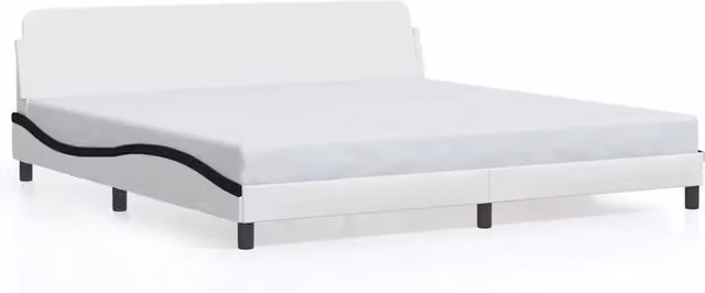 Letto matrimoniale | Letto per adulti | Giroletto Dover Bianco e Nero 200x200 cm in Similpelle