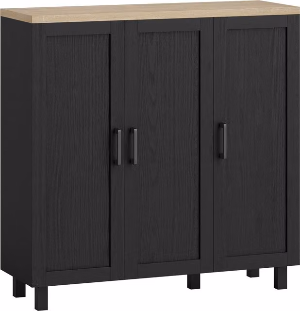 HOMCOM Credenza da Soggiorno con 3 Ante e Ripiani Regolabili per Cucina Sala da Pranzo Stile Moderno 90x30x90 cm Nero   Aosom Italy