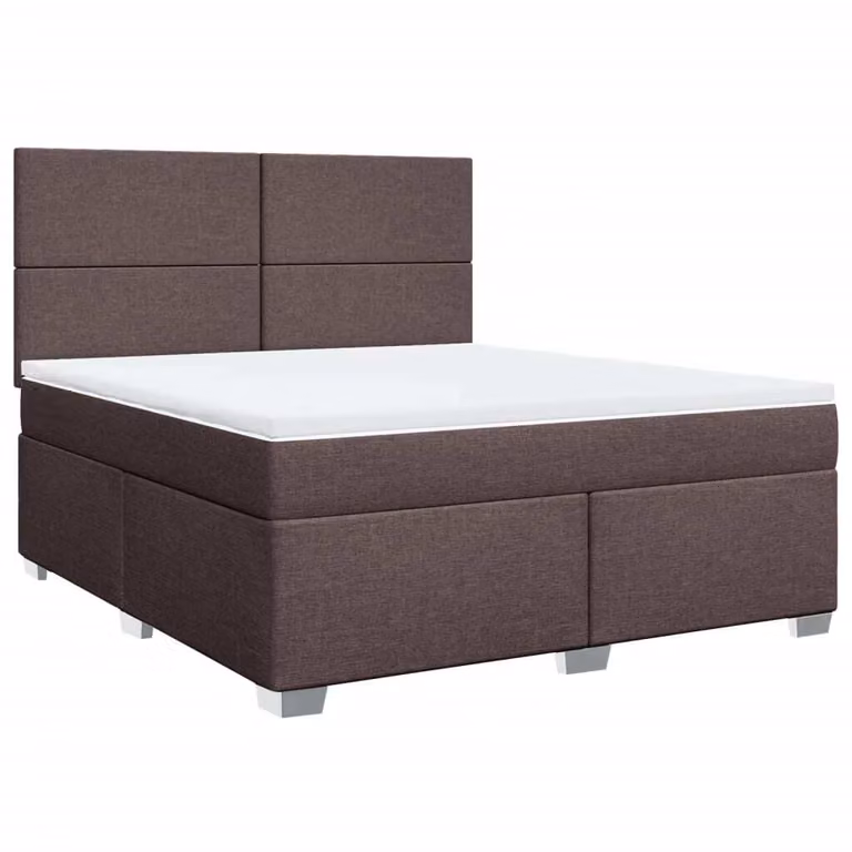 Giroletto a Molle con Materasso Marrone Scuro 180x200cm Tessuto