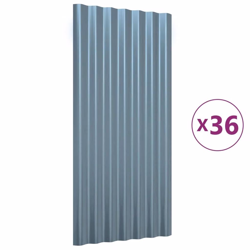 Pannelli Tetto 36pz Acciaio Zincato Grigio 80x36cm