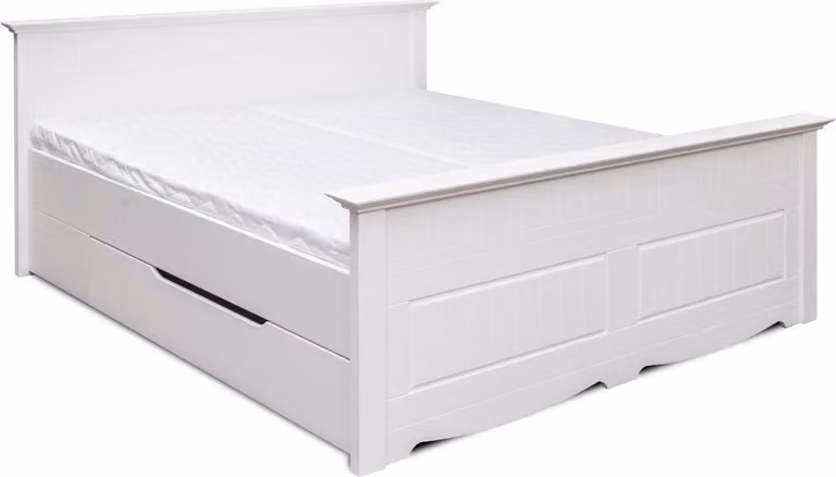 Doppelbett Bett Bettrahmen Betten Ehebett Polsterbett Holz Möbel Weiß Bauern
