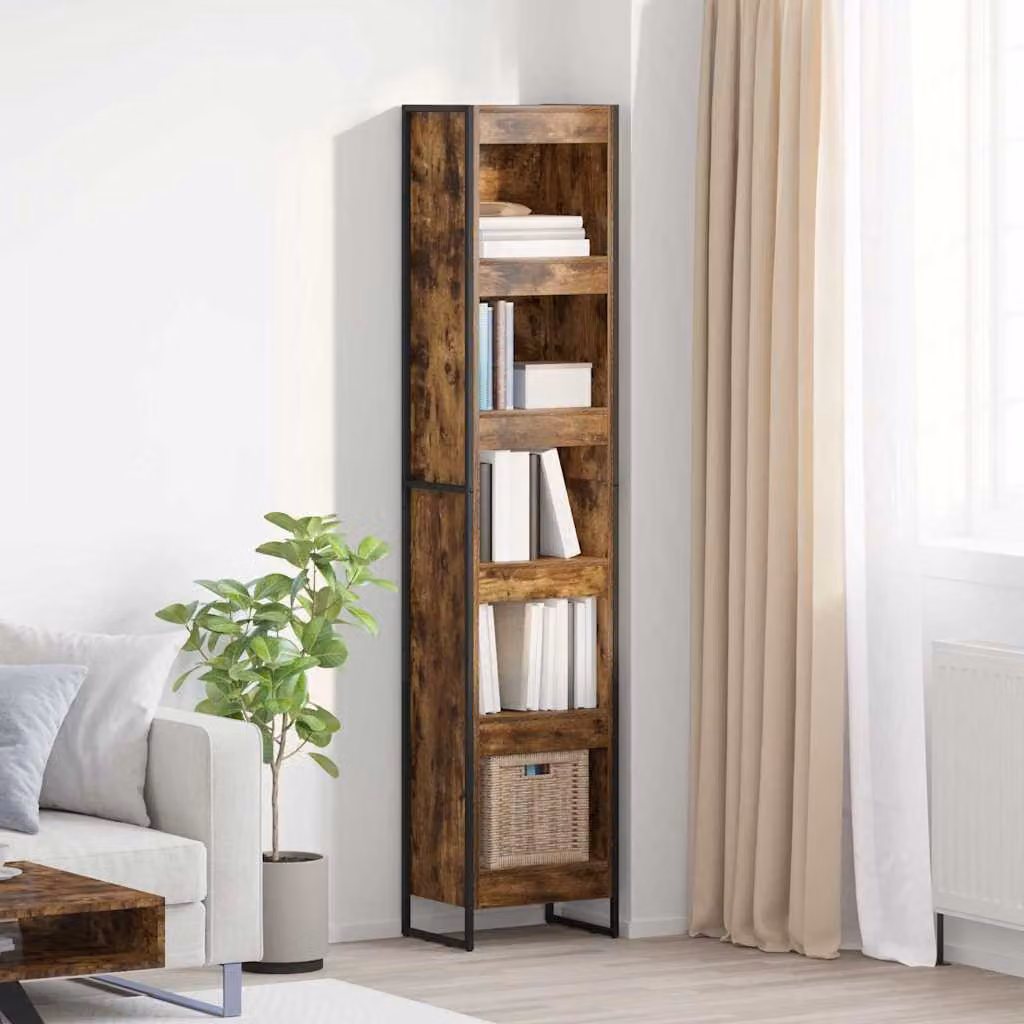 Armadio per Libri vidaXL in Stile Industrial in Legno e Metallo, Marrone, L 40 x P 30 x H 189,5 cm
