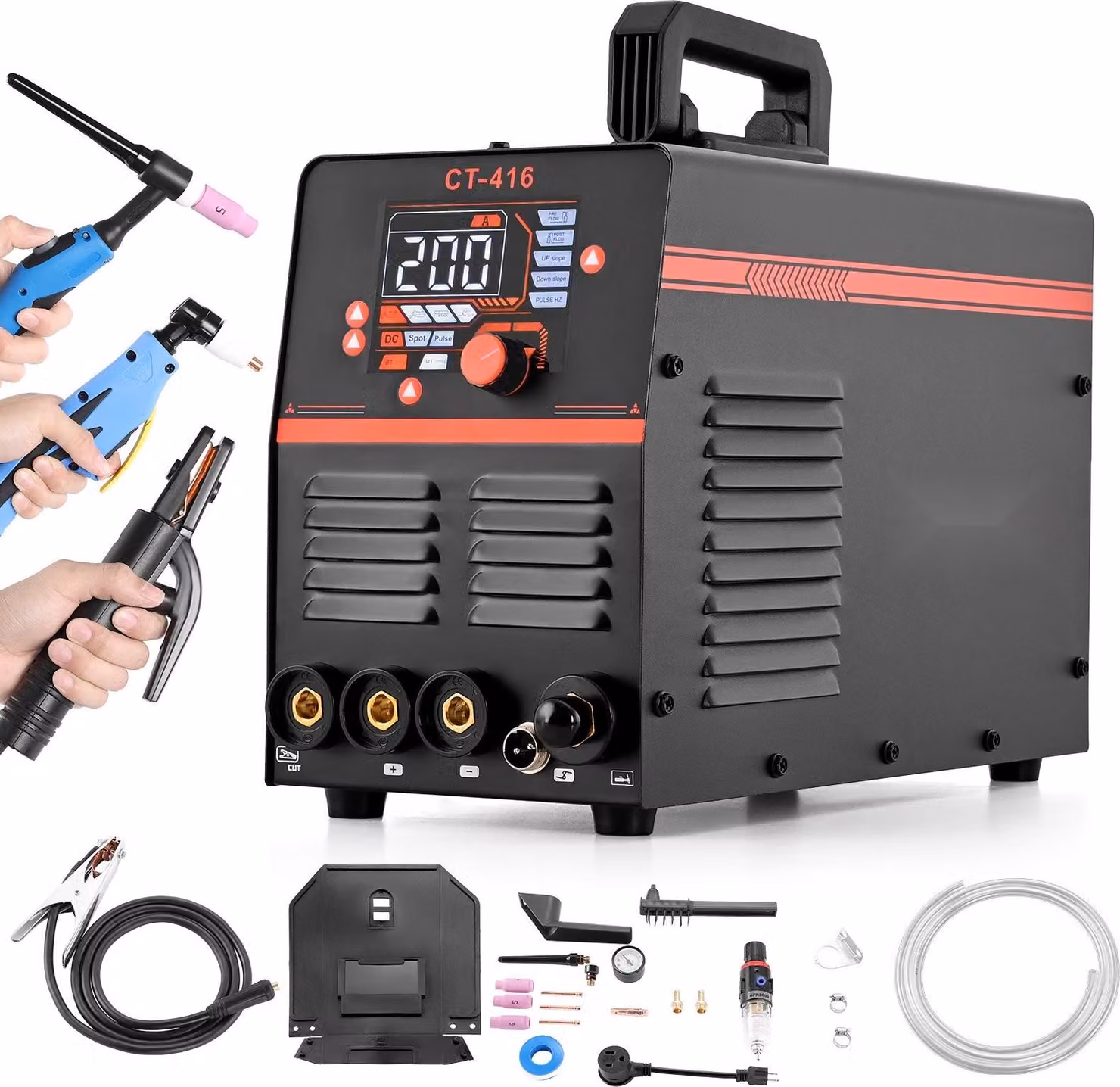 Saldatrice combinata 3 in 1 - Taglierina al plasma/TIG/MMA - Taglio al plasma 50 A - TIG e elettrodo 200 A - Display digitale a LED - Modalità 2T/4T e PA/PT - Per il fai da te e l'officina